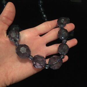 Vintage Clear Blue Beaded Sweater Necklace